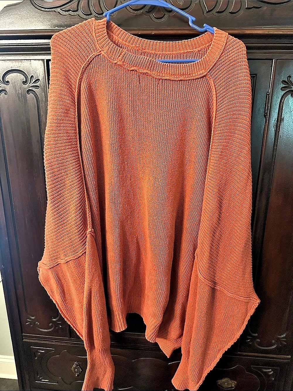 GiGiO Orange Knit Poncho Sweater